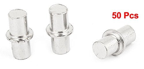 Maxxlite 50PCS Furnitures Shelf Support Pins Studs Metal Peg Silver Tone