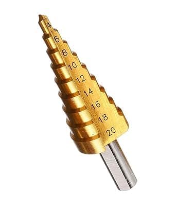 Maxxlite 4-20Mm Hss Steel Titanium Step Drill Bits Step Cone Cutting Tool Core Drill Bit Steel Wood working Wood Metal Drilling Step Drill, Hex