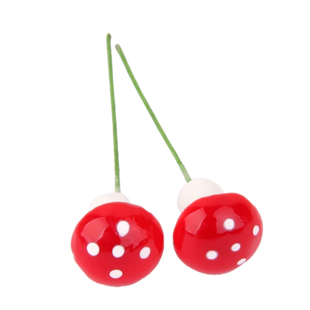Maxxlite 100Pcs Miniature Dollhouse Fairy Garden Landscape Foam Mushroom - Red