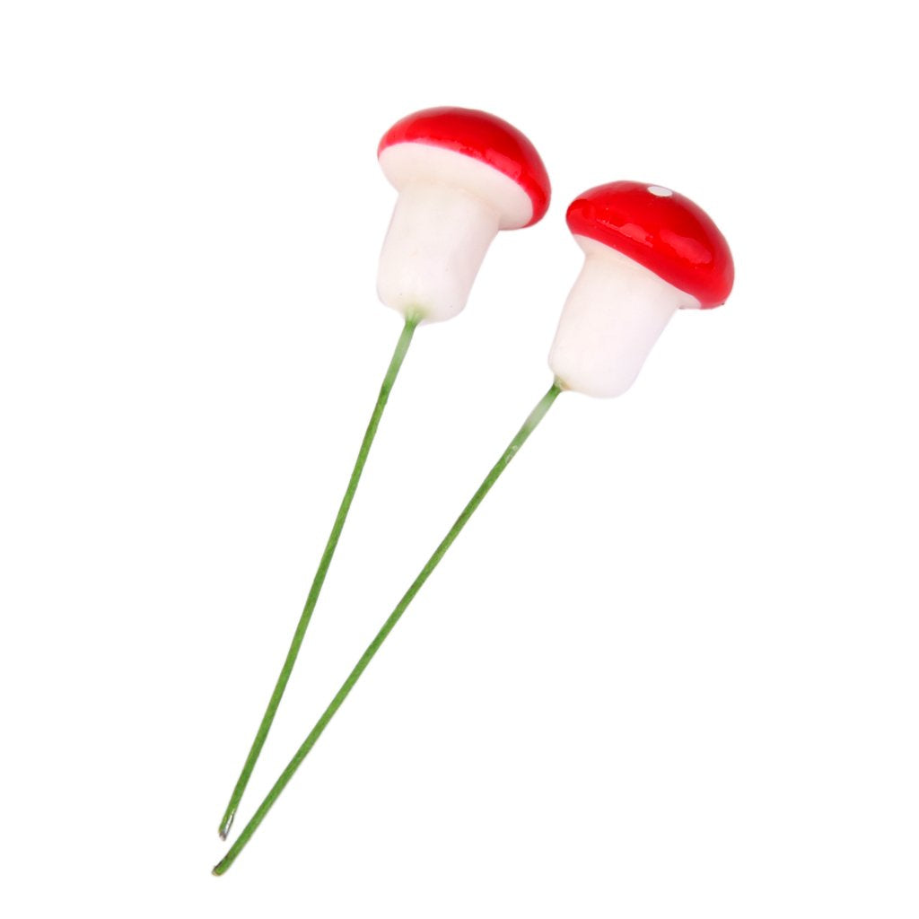 Maxxlite 100Pcs Miniature Dollhouse Fairy Garden Landscape Foam Mushroom - Red