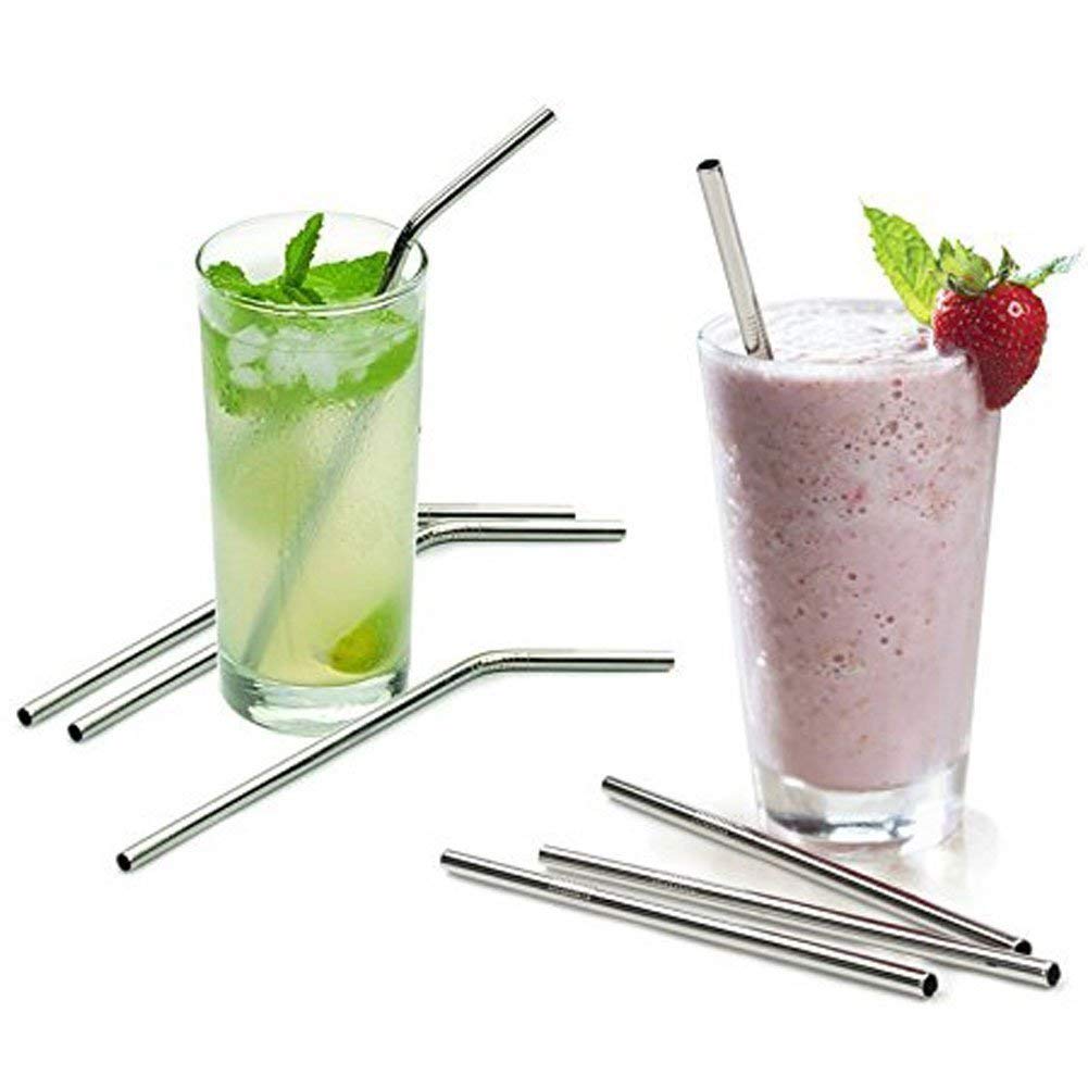 Maxxlite Stainless Steel Straws for Drinking with Brushes (3 Bent + 3 Straight + 2 Brushes)