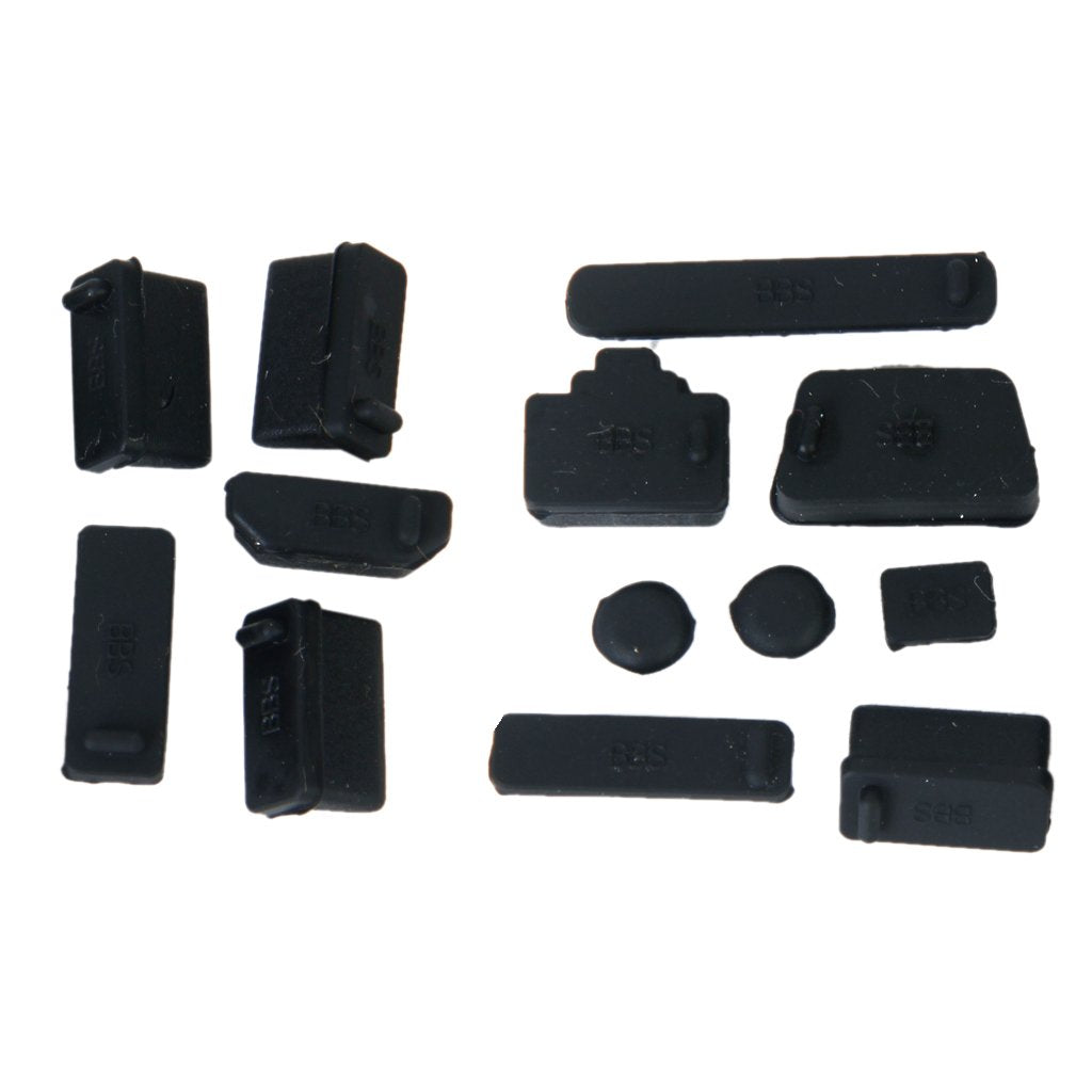 Maxxlite Protective Ports Cover Set Silicone Anti-Dust Plug Stopper for Laptop Notebook - Black