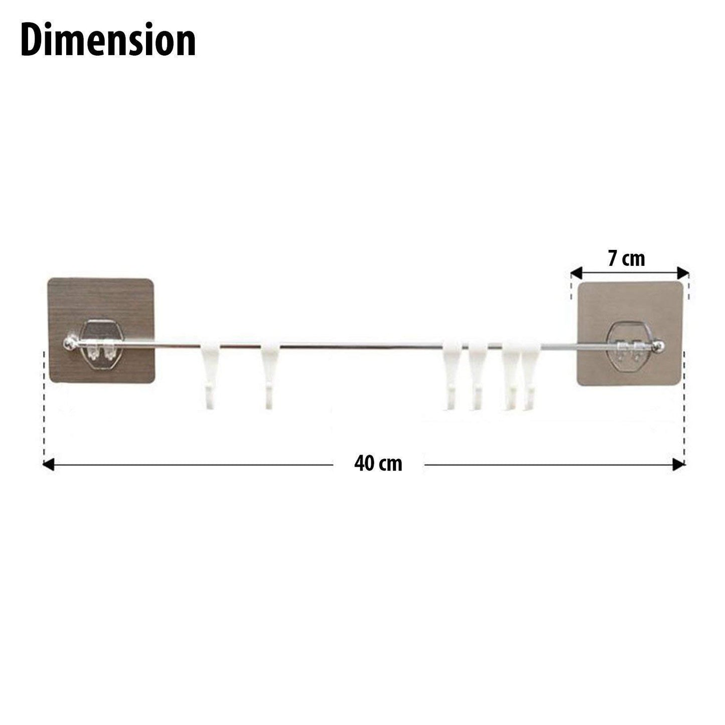 Maxxlite Plastic ABS Stainless Steel Series Self Adhesive Bathroom Towel Rail Utensil Rack Kitchen Magic, Pack of 6 Hooks, White