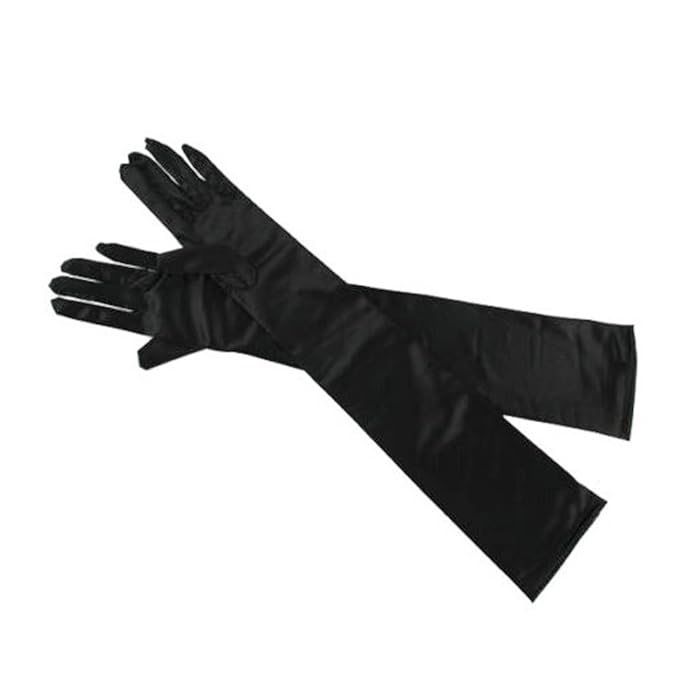 Maxxlite Women's Satin Opera Evening Long Gloves (Black, Free Size)