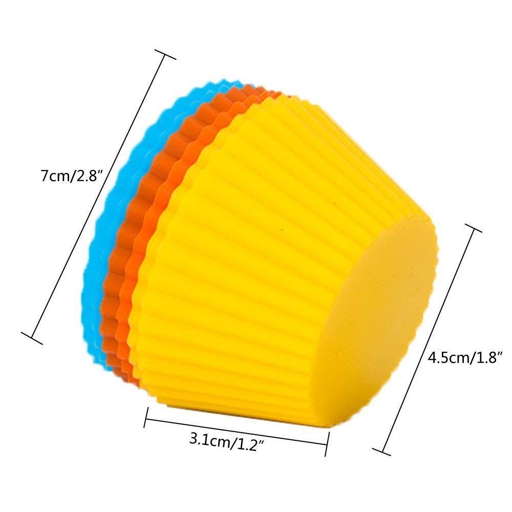 Maxxlite Reusable Silicone Round Cups for Muffins/Cupcake/Jelly/Cake - Random Color - Set of 12 pcs
