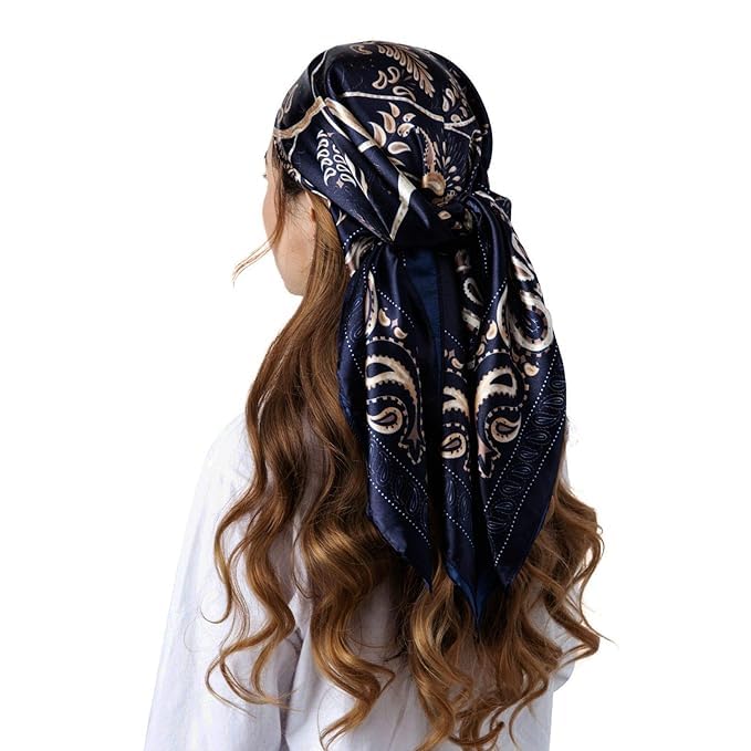 Maxxlite Scarf for Women Square Scarfs Satin Silk-Like Hair Scarves Wraps Headscarf