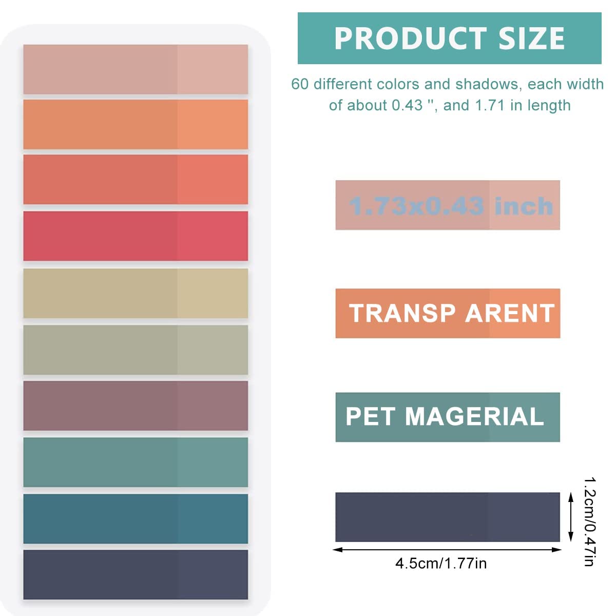 Maxxlite Sticky Tabs 60 Colors Morandi Sticky 1200pcs Index Tabs Sticky Notes