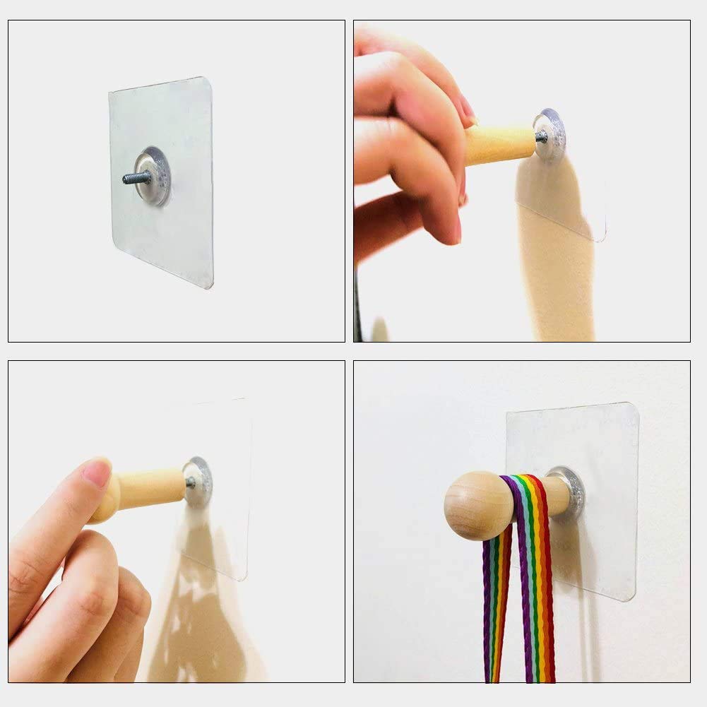 Maxxlite Self Adhesive No Drilling Wall Hook Wooden Hooks Hat Hooks Wall Mounted Hat Hanger Wall Rack Coat Hanging Wooden Bathroom Hooks Stick On Door Closet Cabinet Wardrobe Entryway Pack of 8