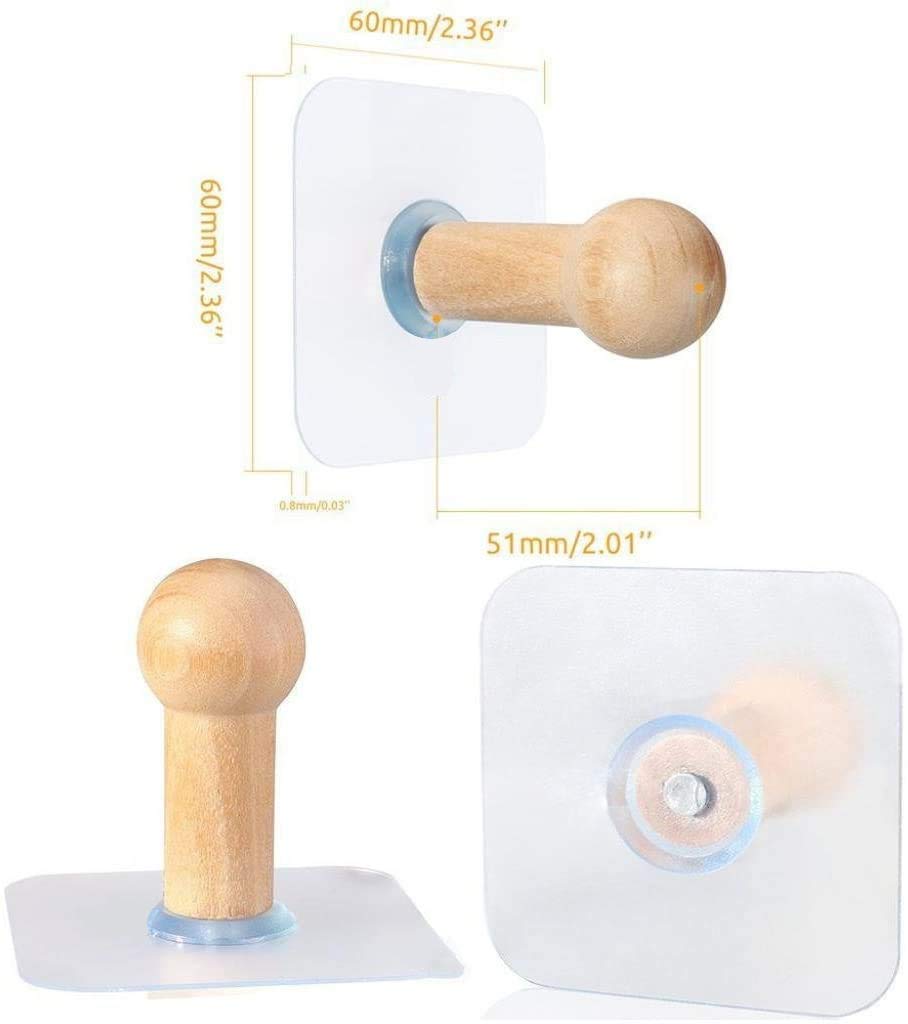 Maxxlite Self Adhesive No Drilling Wall Hook Wooden Hooks Hat Hooks Wall Mounted Hat Hanger Wall Rack Coat Hanging Wooden Bathroom Hooks Stick On Door Closet Cabinet Wardrobe Entryway Pack of 8