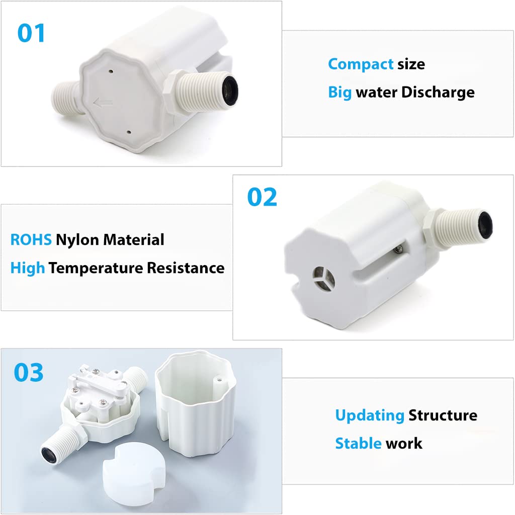 Maxxlite 1/2 Inch Imported Floating Automatic Water Level Control for High-Water Tanks & Pools - Easy-to-Use, Wide Usage & Simple Installation, Nylon