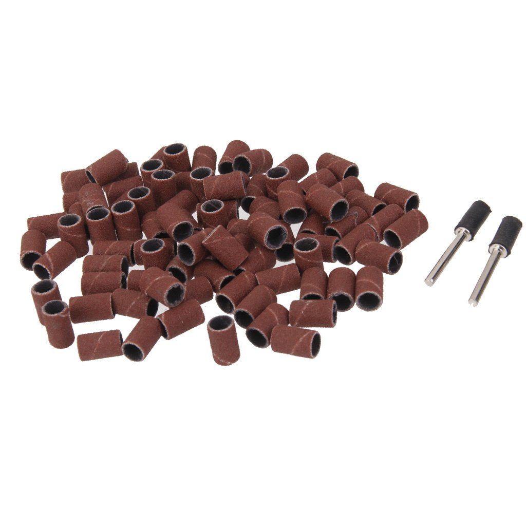 Maxxlite 100pcs 1/4" Sanding Bands Kit with 2 Sanding Drum Mandrels for Rotary Tools