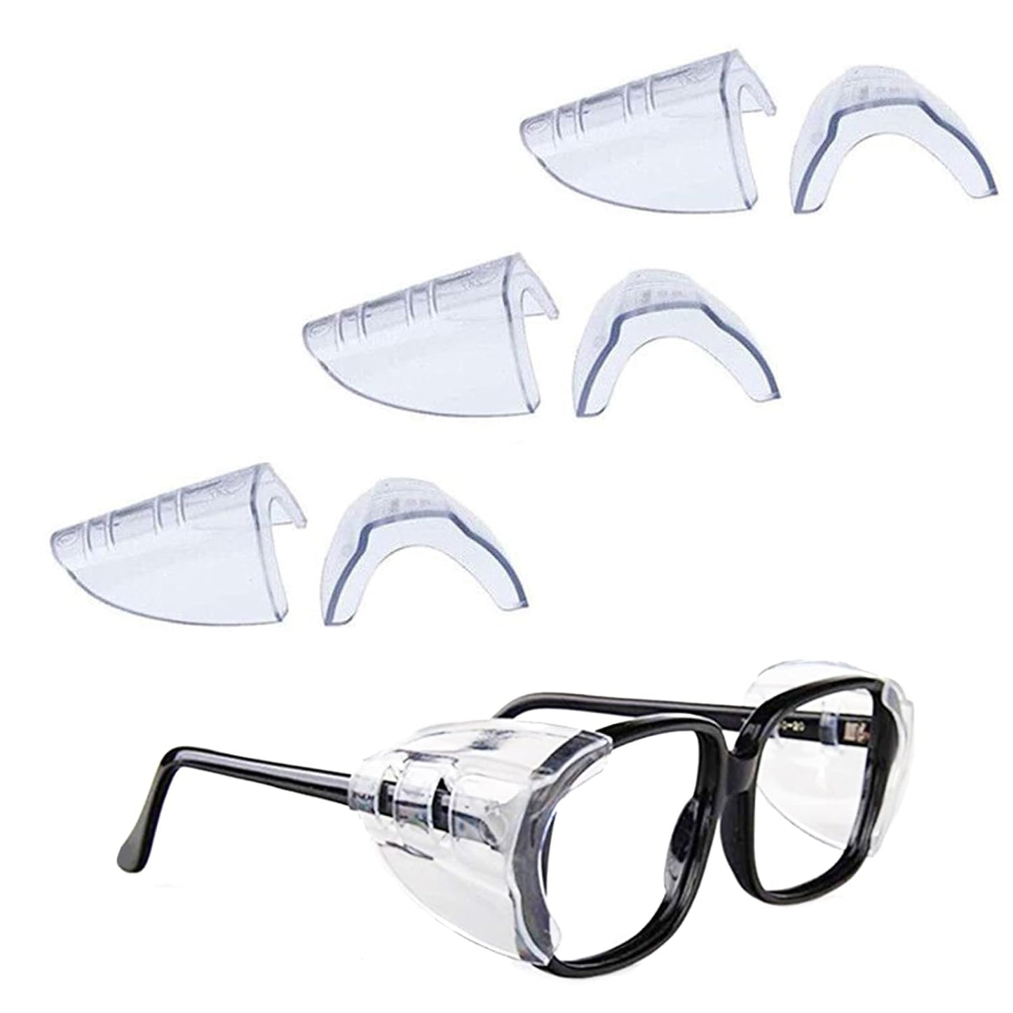Maxxlite 3 Pairs Eye Glasses Side Shields, Flexible Slip On Side Shields For Safety Glasses Fits Small To Medium