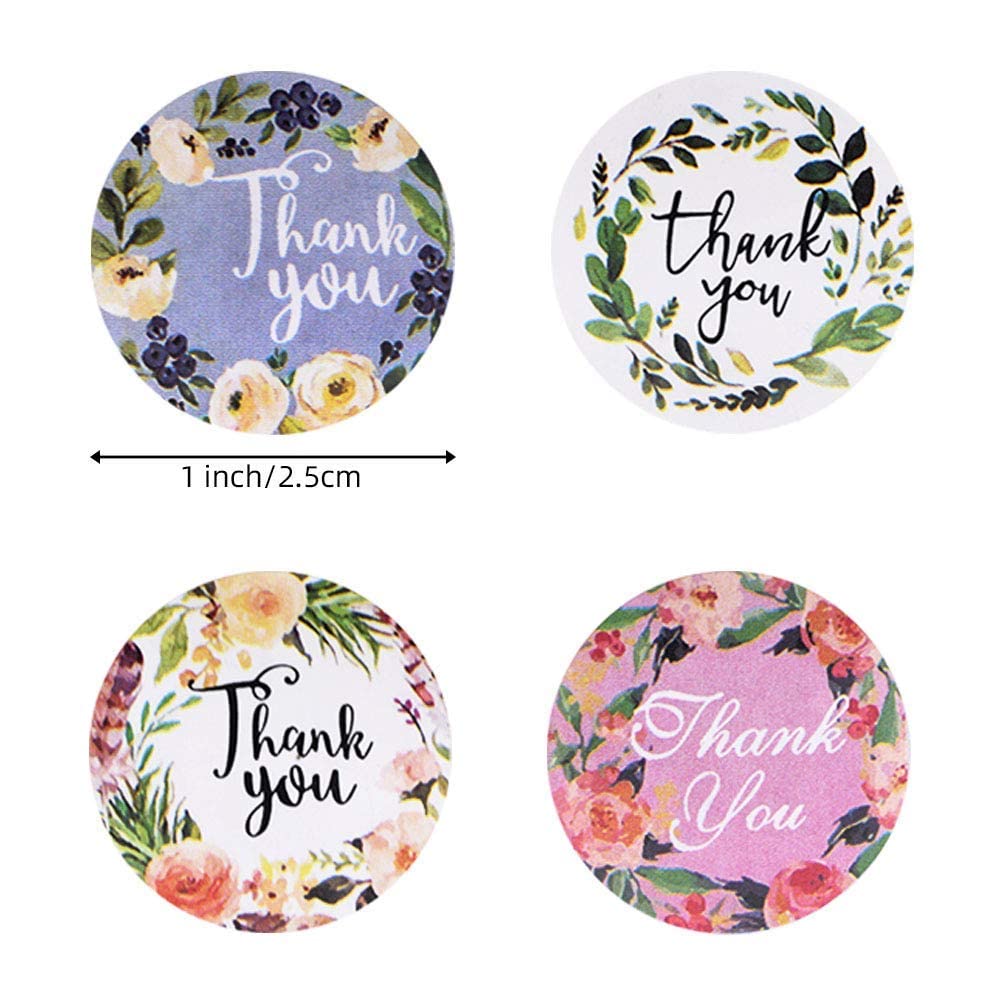 Maxxlite 500pcs Round Floral Thank You Stickers Seal Label for Favor Party Handmade Envelope Stationery Sticker