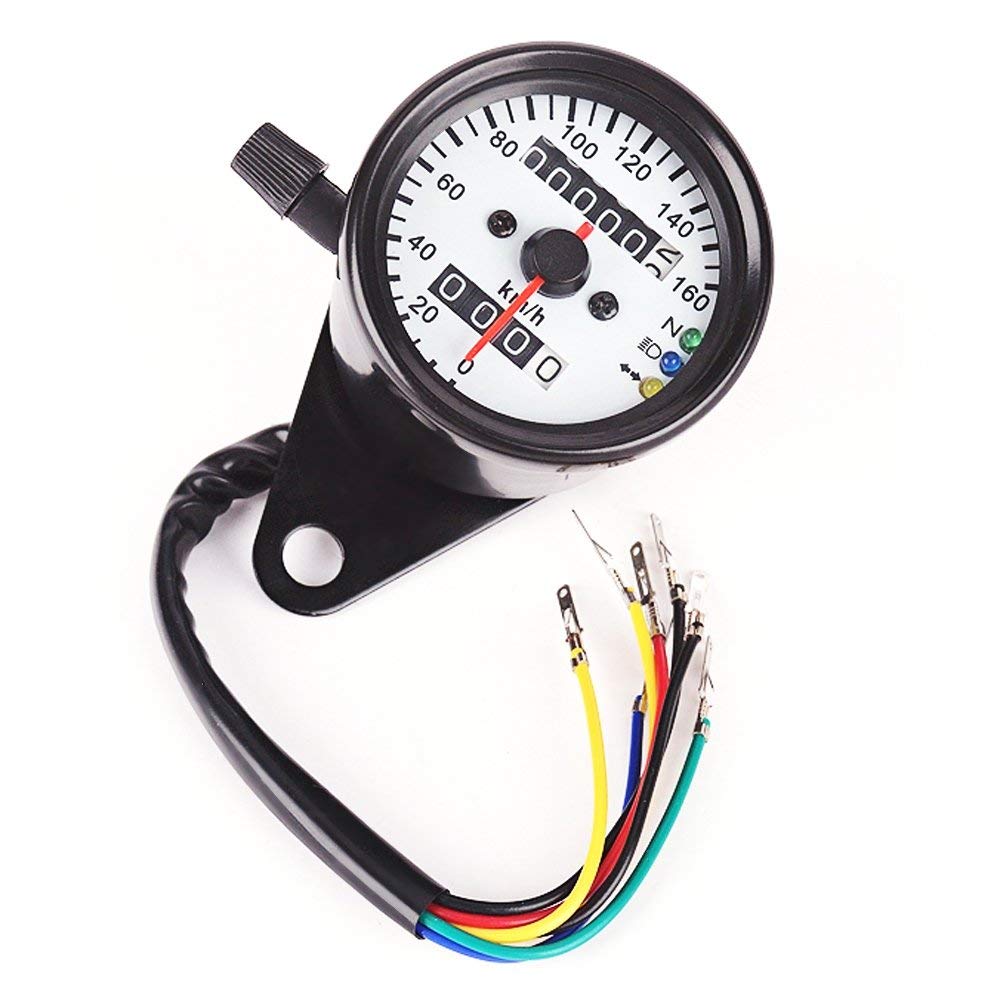 Maxxlite Stainless Steel B711-2 Universal Dual Odometer Speedometer Gauge Speed Meter Night Light LED Backlight Motorcycle Modification Part