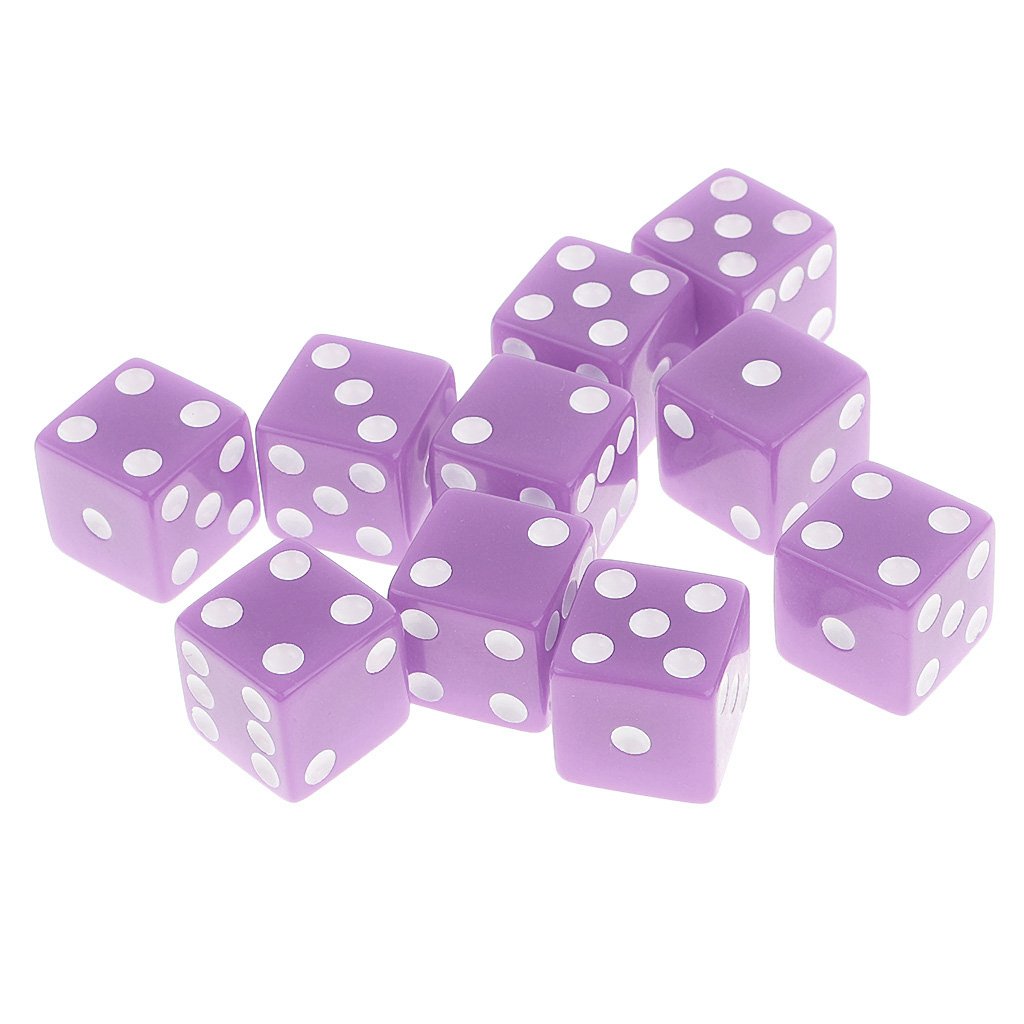 Maxxlite Set of 10 Pieces Six Sided D6 Dices Digital Dices Set for D&D TRPG MTG DND Playing Game Dice Toys Party Casino Board Games Toys - Light Purple