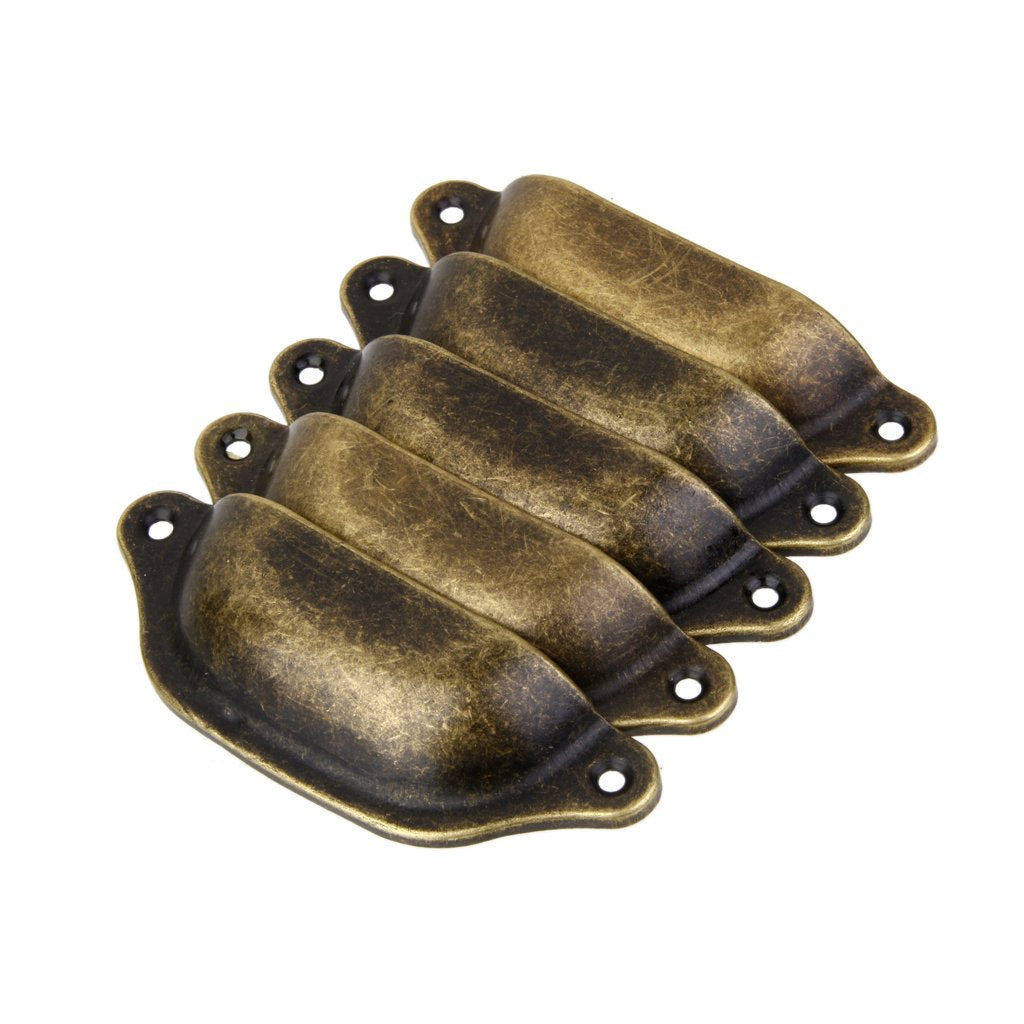 Maxxlite 10Pcs Antique Brass Door Cabinet Knob Wardrobe Drawer Shell Pull Handle
