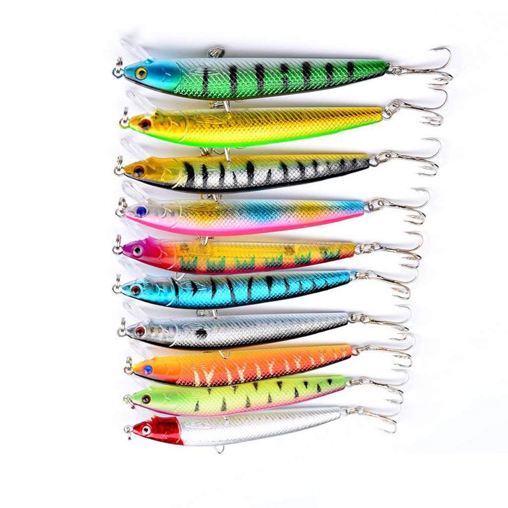 Maxxlite 10Pcs Pencil Fishing Lures Hard Bait Minnow Fishing Tackle Treble Hooks