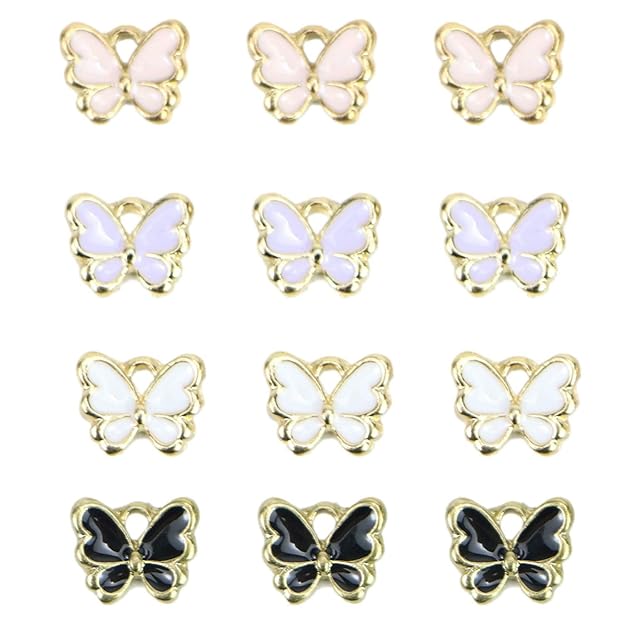 Maxxlite 40 Pcs Enamel Butterfly Charms Bracelet Pendant Charms for Jewelry Making