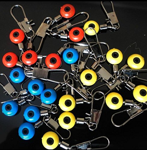 Maxxlite Stainless steel Space Beans Fishing Line To Hook Swivels Shank Clip Connector (Blue Small, 20Pcs)