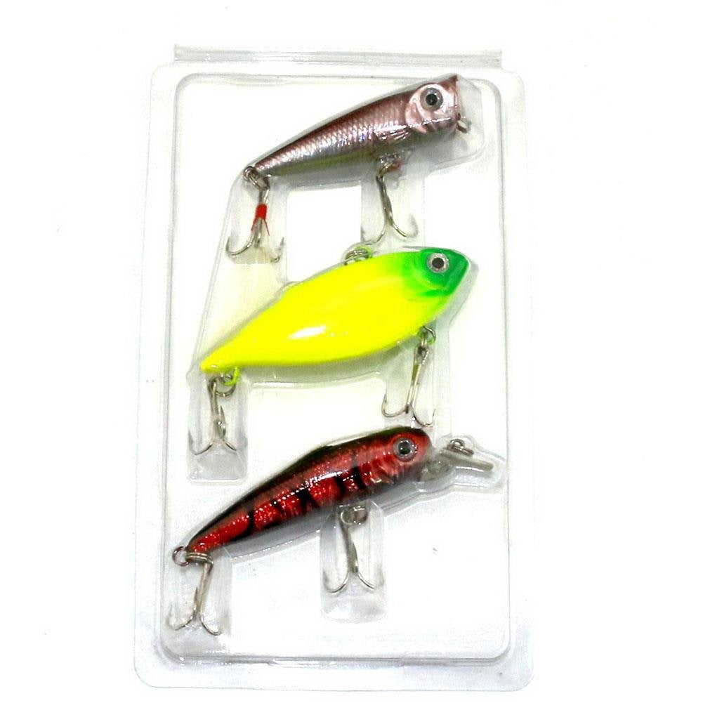 Maxxlite 3Pcs Lot Fishing Lures Mixed Set Minnow Crankbaits Topwater Popper Hook