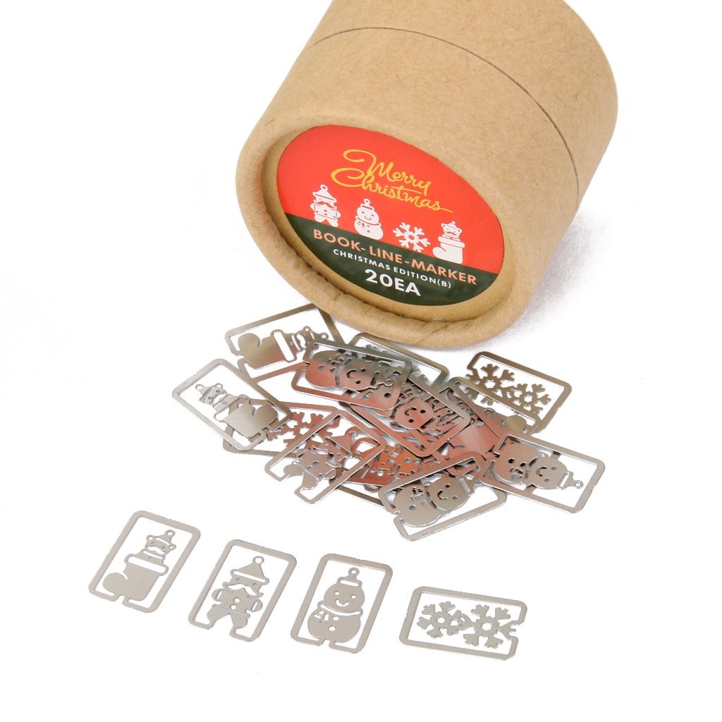 Maxxlite 20pcs 4 styles Metal Bookmarks Souvenirs Box Line Marker with Box -Christmas