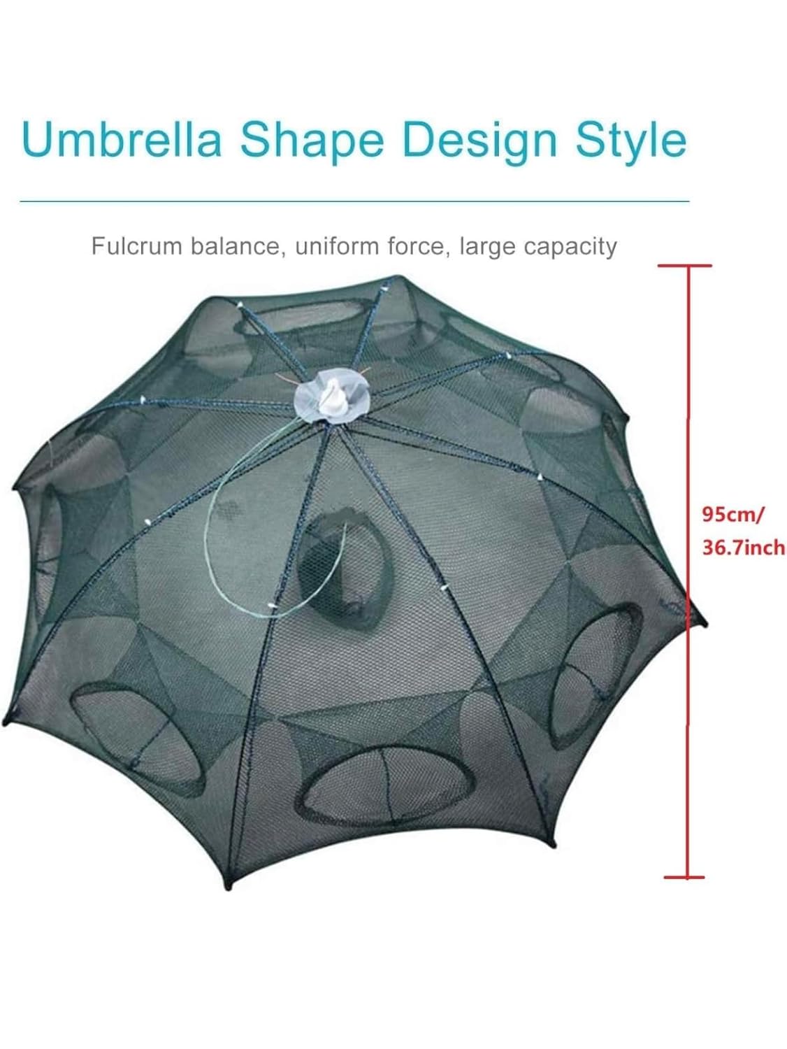 Maxxlite Fishing Net Fish Net Bait Fish Trap Net Cast Net Folded Fish Net Angling Outdoor Appliance(8 Sides 8 Holes) Portable Fish Catcher Foldable Crab cage Shrimp Trap net Fishing cage