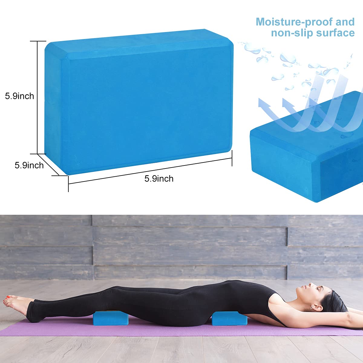 Maxxlite Yoga Blocks EVA Foam Block to Support and Deepen Poses, Improve Strength and Aid Balance and Flexibility 2 in 1 Set (Blue)