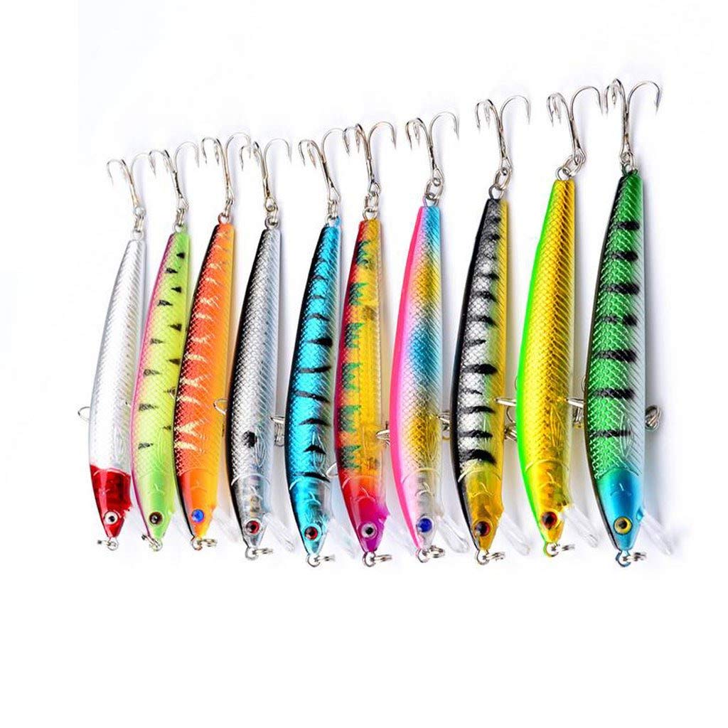Maxxlite 10Pcs Pencil Fishing Lures Hard Bait Minnow Fishing Tackle Treble Hooks