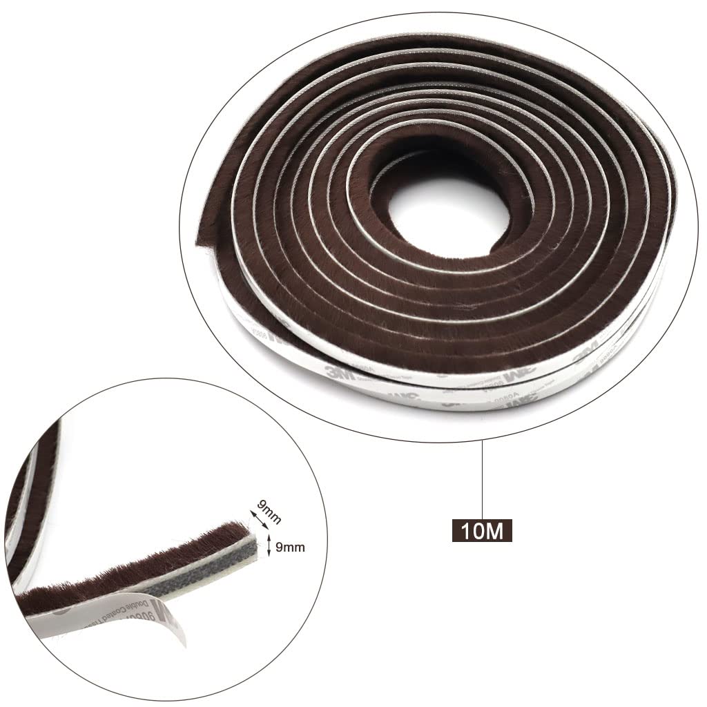 Maxxlite 10 Meters Door Sealing Strip, Door Bottom Sealing Strip, Soundproof Window Sealing Strips, Windproof Dustproof Door Window Self Adhesive Sliding Seal, Sliding Door Seal Strip (Brown)