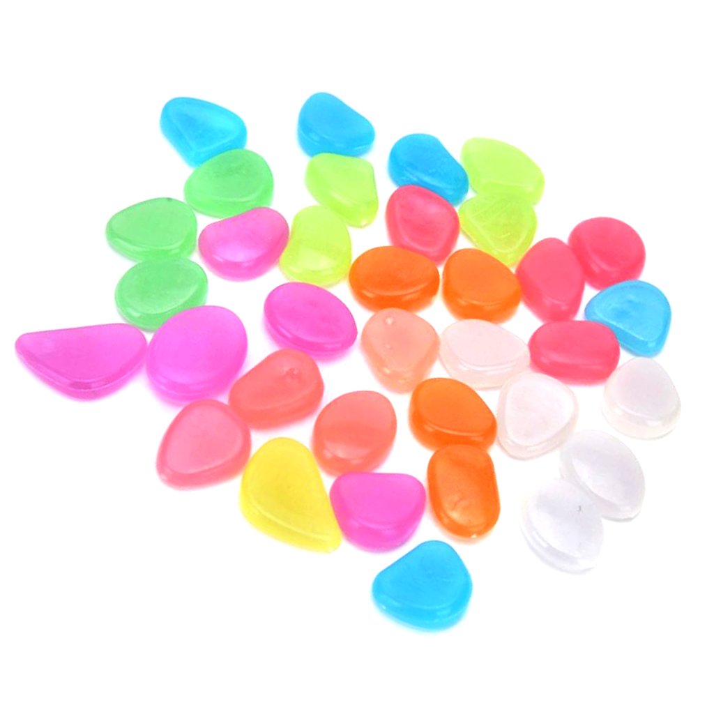 Maxxlite 40pcs Glow In the Dark Pebble Stone Mix Color Luminous Stone DIY Rocks Decor