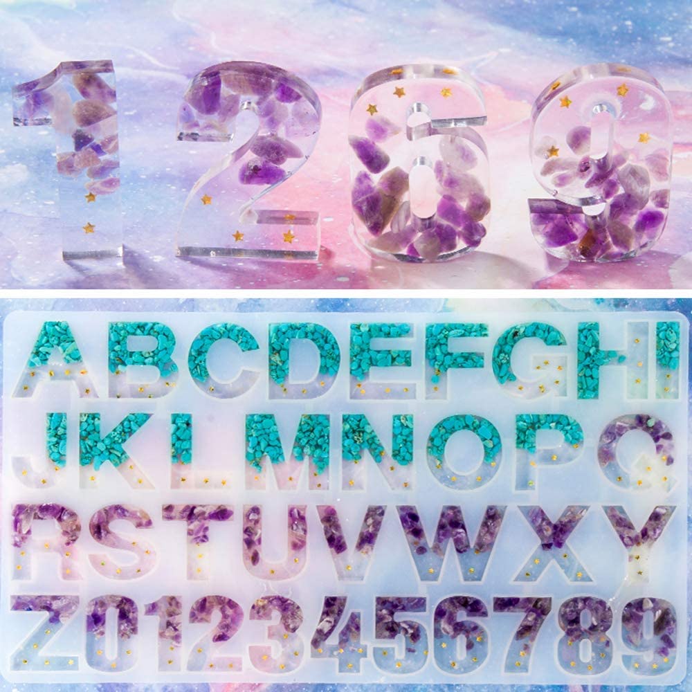 Maxxlite Alphabet Shape Resin Art Mold Creative DIY Multipurpose A to Z and Numerics Keychains Pendant Art and Craft Making Kit Silicone Epoxy Resin Art Mould (A33)