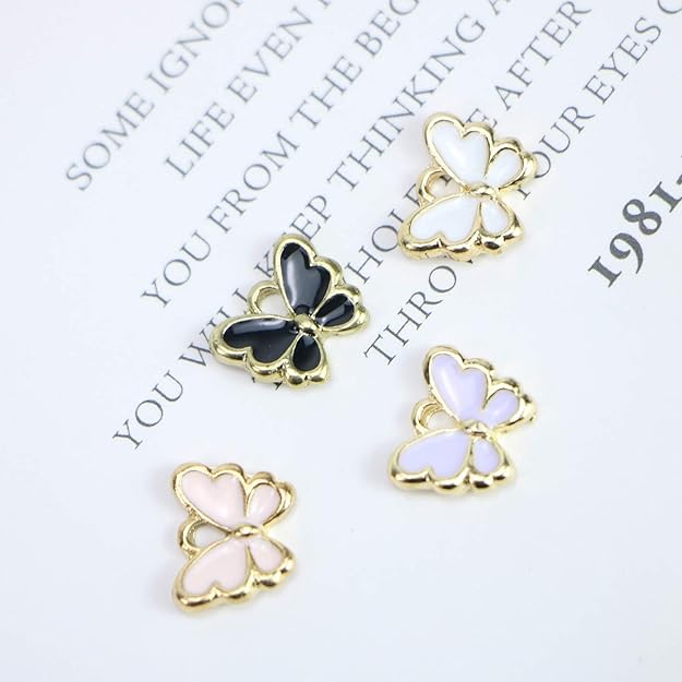 Maxxlite 40 Pcs Enamel Butterfly Charms Bracelet Pendant Charms for Jewelry Making