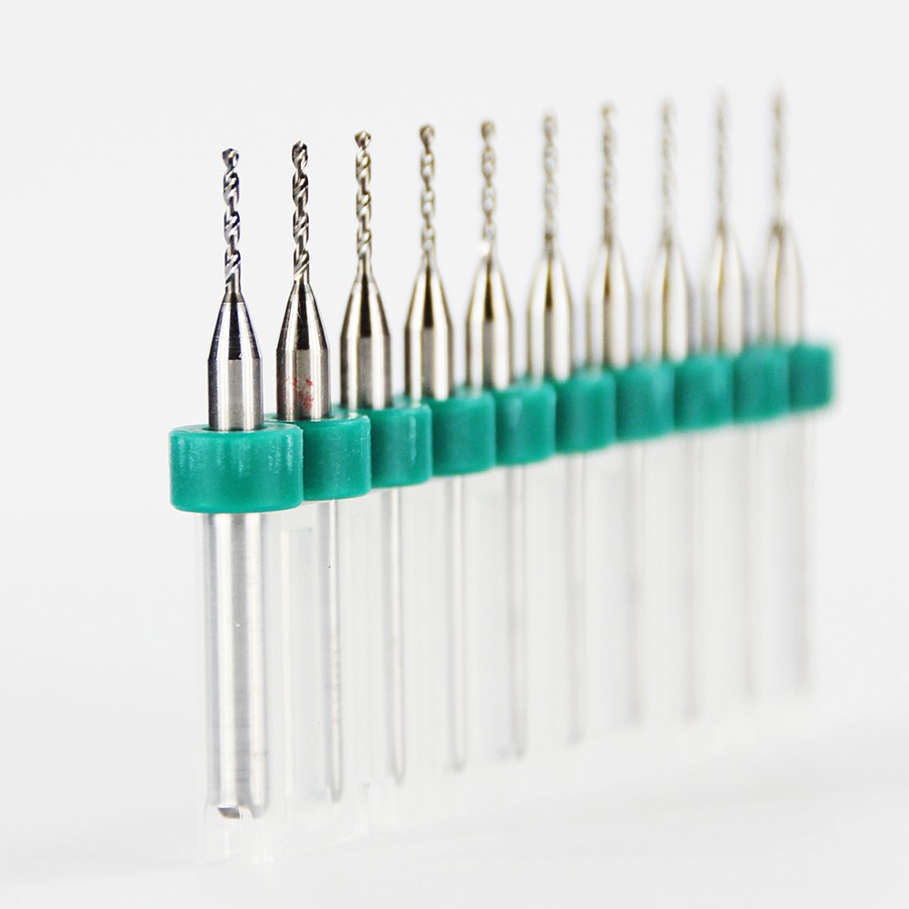 Maxxlite 10 Pieces PCB Micro Drill bit Set CNC Mini Solid Carbide Drill bit 1.0mm