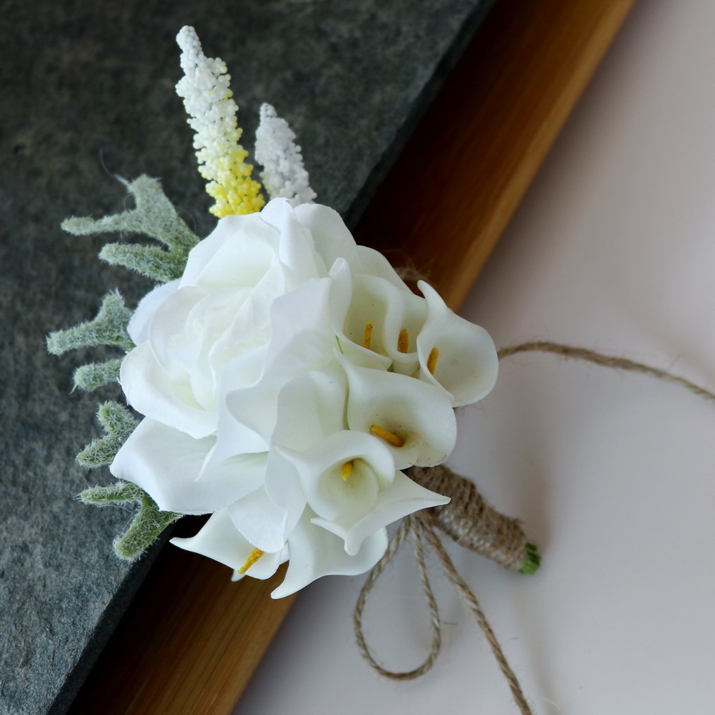 Maxxlite Flower Calla Lily Corsage Groom Boutonniere Pin Party Decoration for Men
