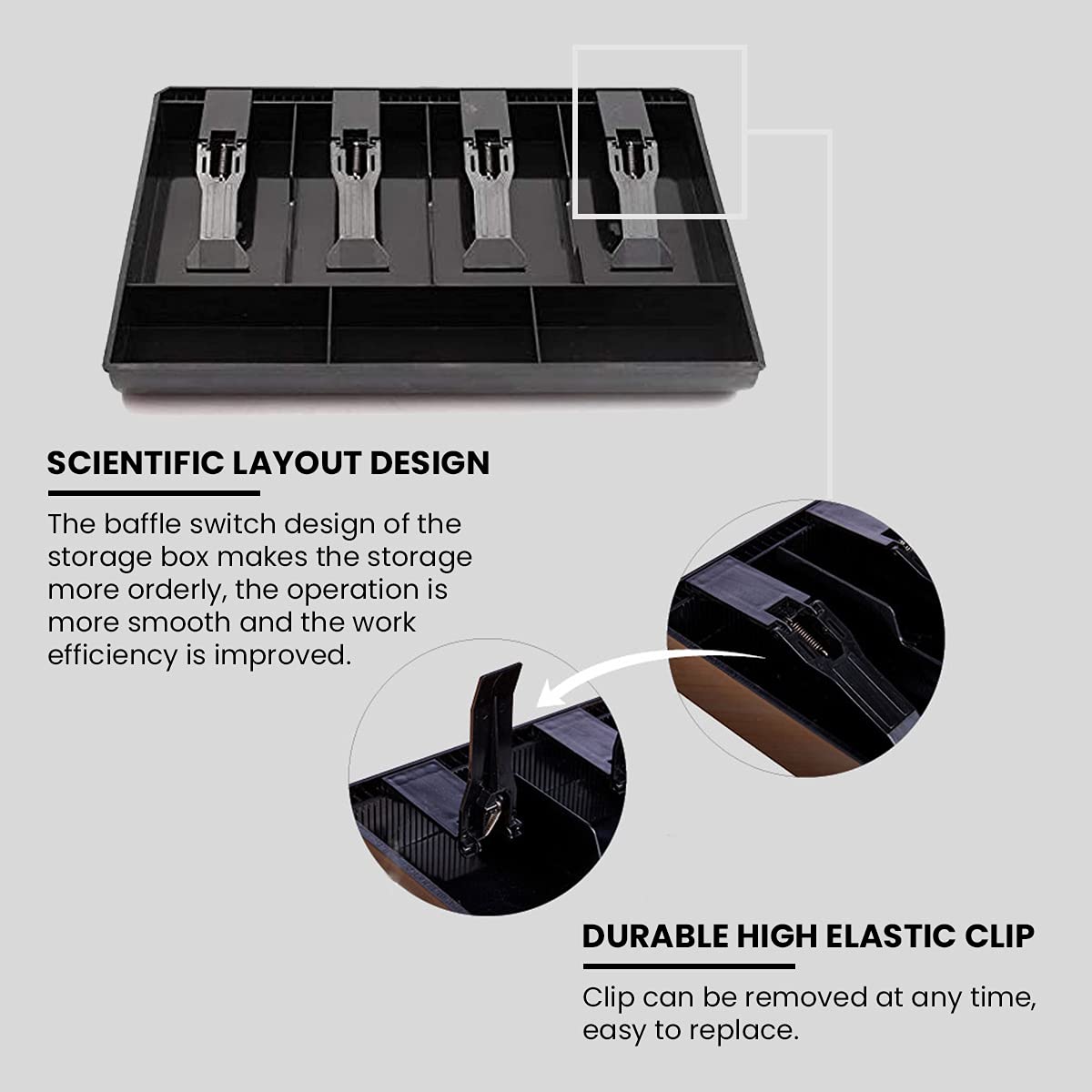 Maxxlite Cash Box Drawer with Lock Cash Storage Money Organizer for Cash, ABS Raw Material DrawerStorage for Cash Cash Coin Register Insert Tray