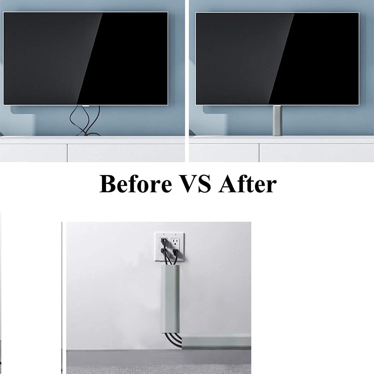 Maxxlite Quirk Wall Cable Management Covers, Paintable, Flat Design Cover Conceals 11.8 inch Wall Raceway Wall Mount TV Cable Concealer Cord Cover