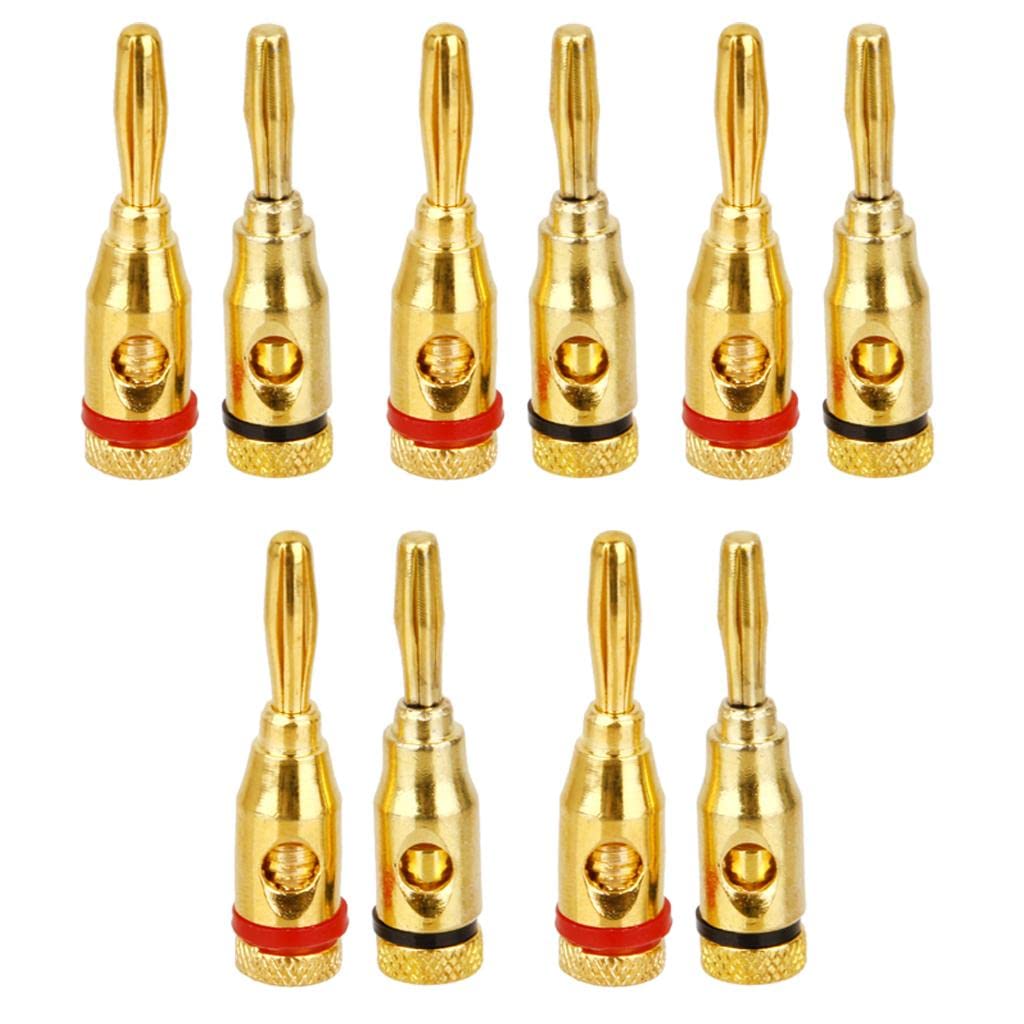 Maxxlite 10x Gold Plated Musical Speaker Cable Wire Screw Banana Plug Connector 4mm