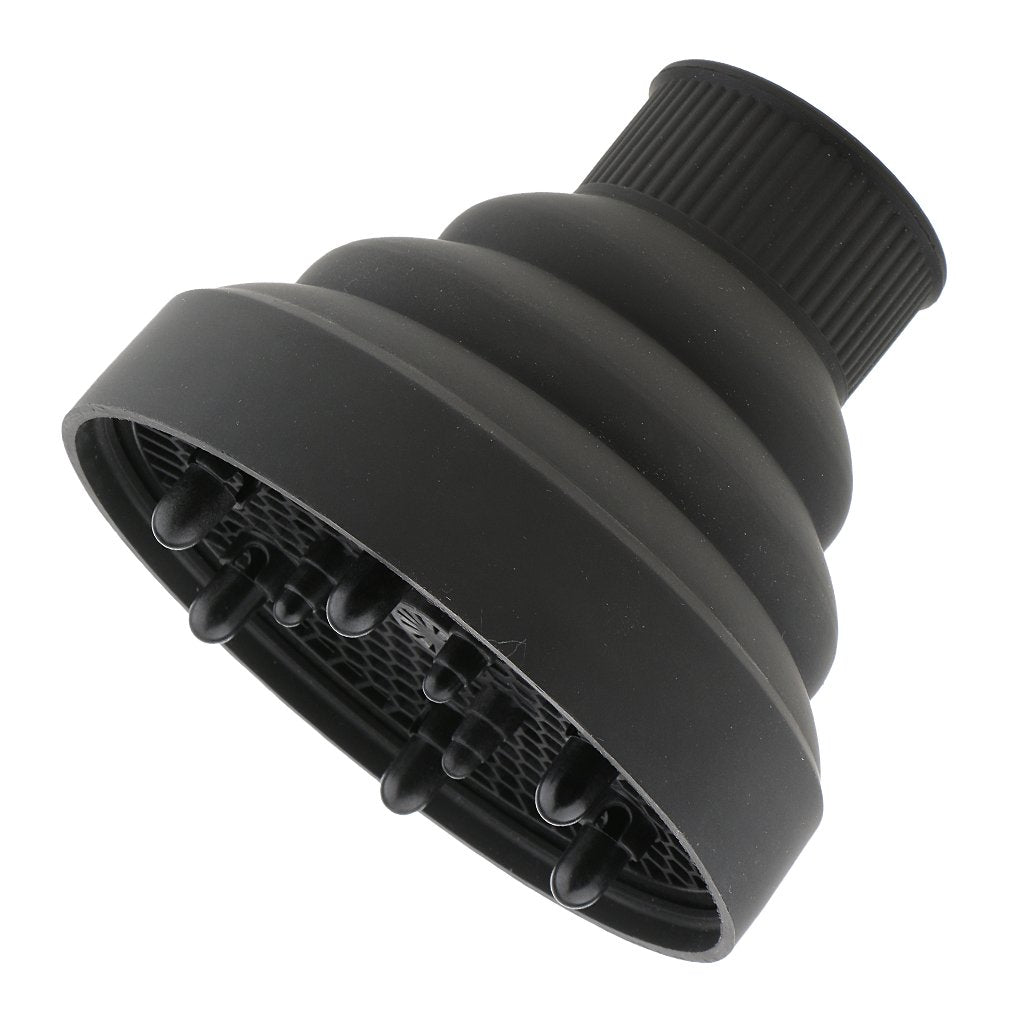 Maxxlite Universal Collapsible Silicone Hair Dryer Blower Diffuser Hairdressing Styling Tool Salon Curl Hair Blower Nozzle -Black