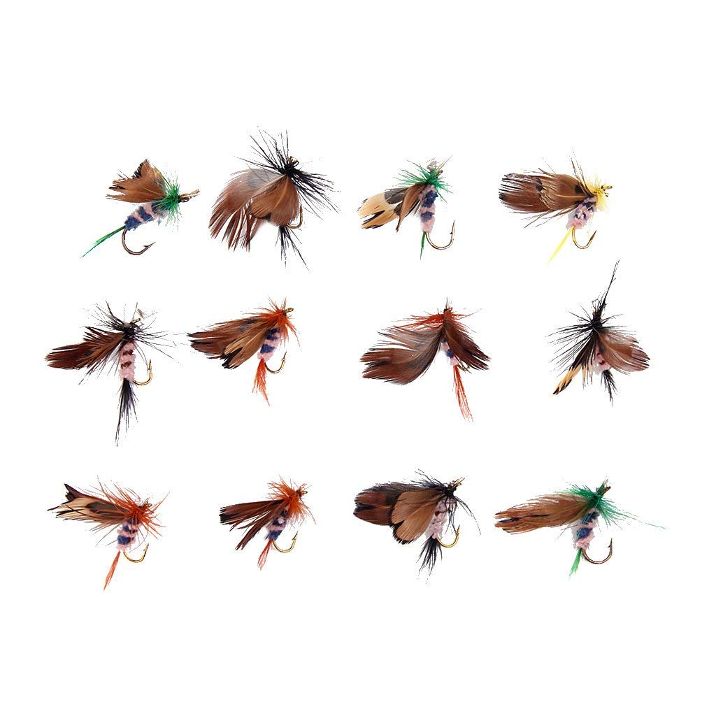 Maxxlite 12Pcs Butterfly Design Dry Fly Fishing Flies Fish Lure Hook Accessories