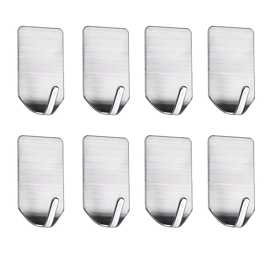 Maxxlite Hooks for Wall Without Drilling, Stainless Steel Adhesive Wall Hanger Self Adhesive Waterproof Heavy Duty Sticky Narrow Wall Hooks (Pack of 8)