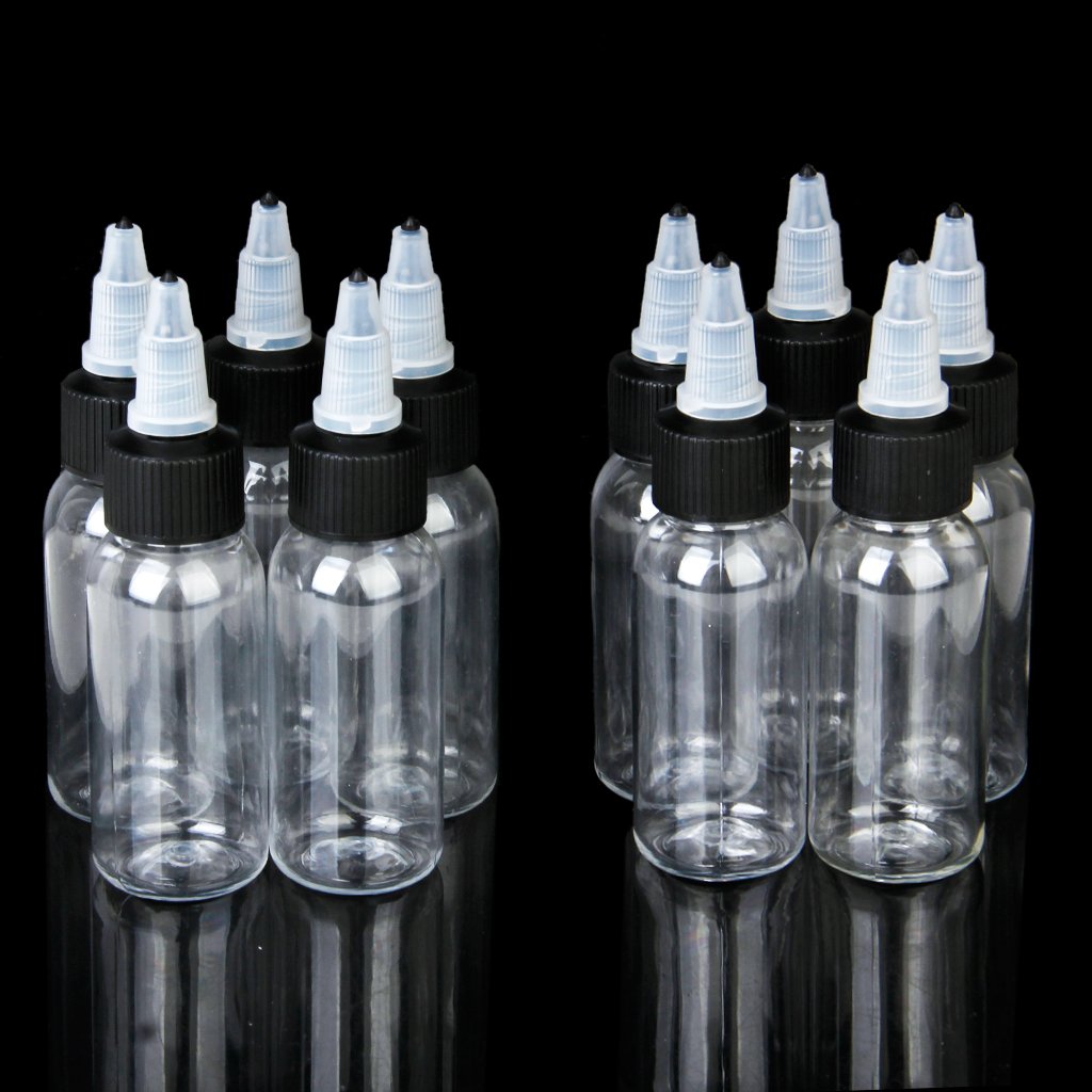 Maxxlite 10pcs 30ml Empty Bottles For Tattoo Ink Pigment Green Soap