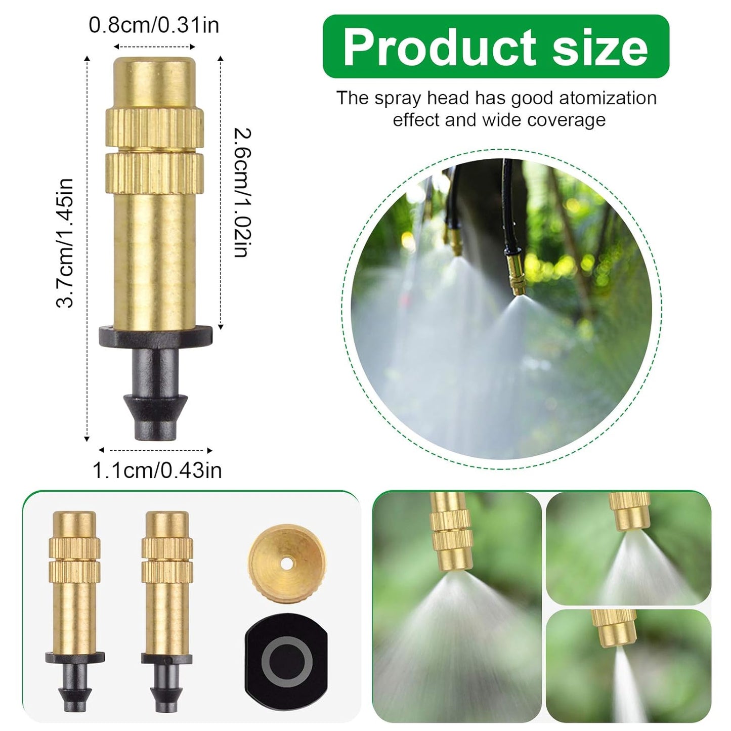 Maxxlite Adjustable Water Spray Nozzle Copper 4/7mm Nozzle Water Spray Drip Irrigation Nozzle Mist Sprayer Micro Sprinkler for Garden Cooling Irrigation Lawn Vegetables Greenhouse - 10 Pcs