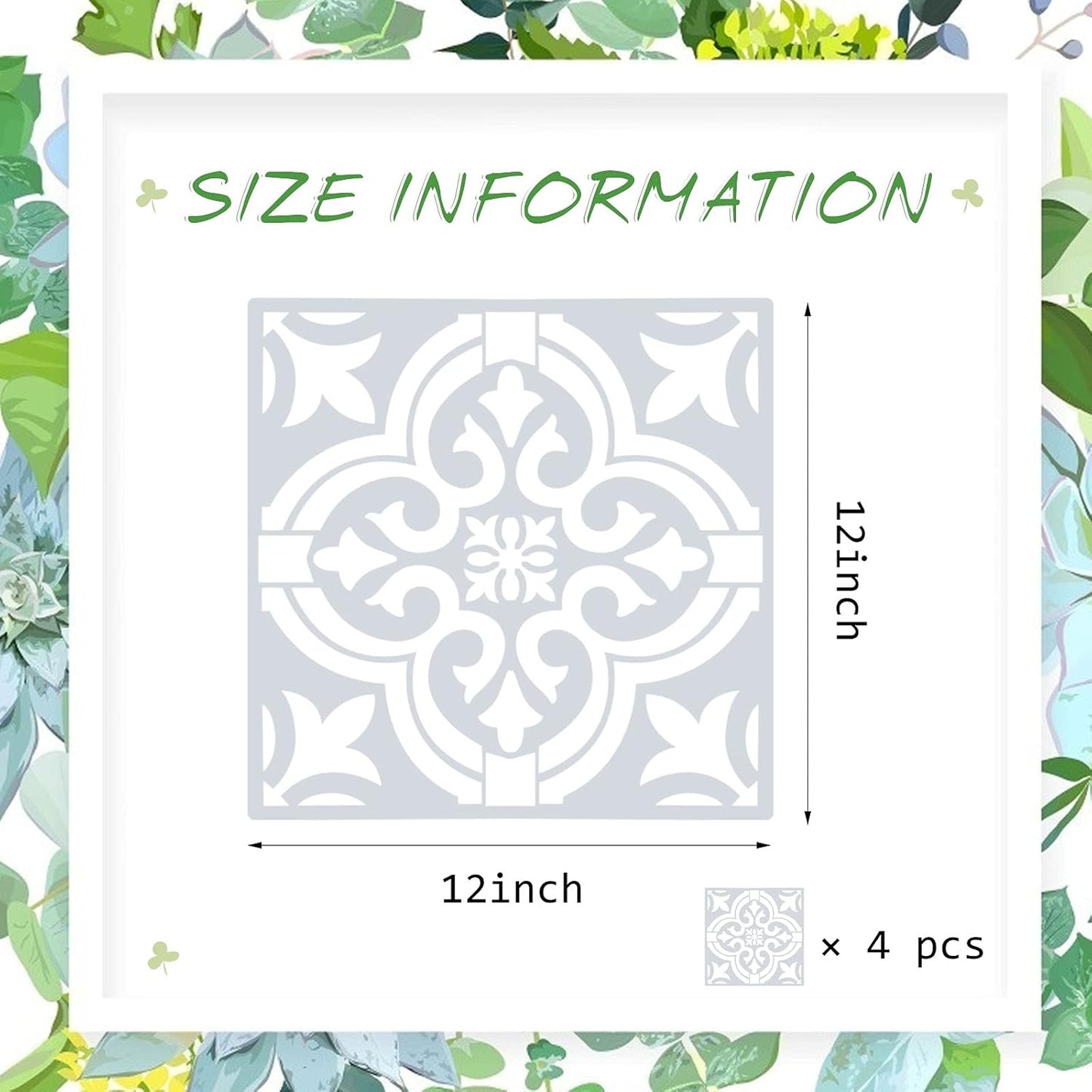 Maxxlite 4 Pieces Mandala Reusable Stencils 12 x 12 Inches Wall Templates Tile Pattern Stencils Mandala Drawing Templates for DIY Scrapbooks Wall Floor Home Decors