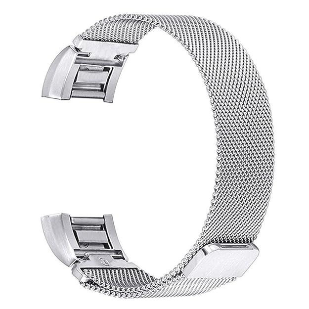 Maxxlite Fitbit Charge 2 Wrist Strap,Stainless Steel Metal Mesh Writband Watchband with Unique Magnet Clasp - Silver