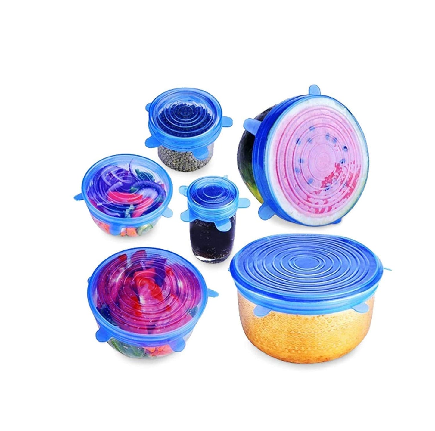 Maxxlite Silicone Stretch Lids, Multi Size Reusable Silicone Lids Food and Bowl Covers, Dishwasher and Freezer Safe