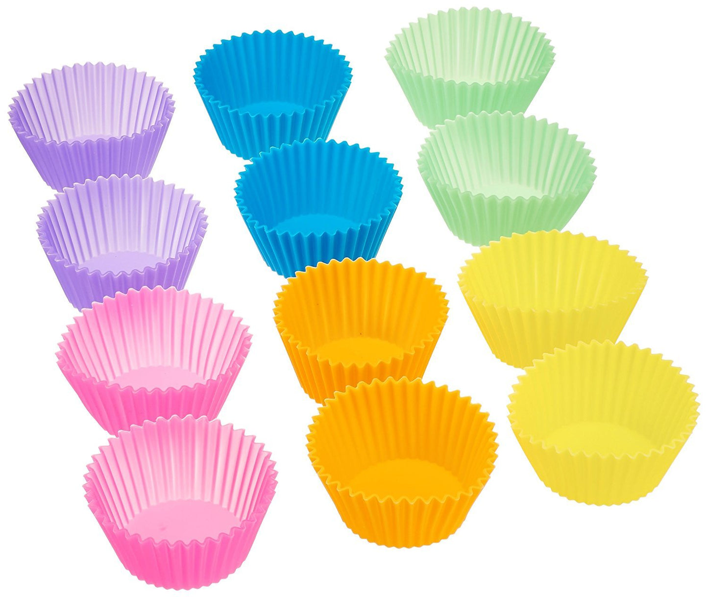 Maxxlite Reusable Silicone Round Cups for Muffins/Cupcake/Jelly/Cake - Random Color - Set of 12 pcs