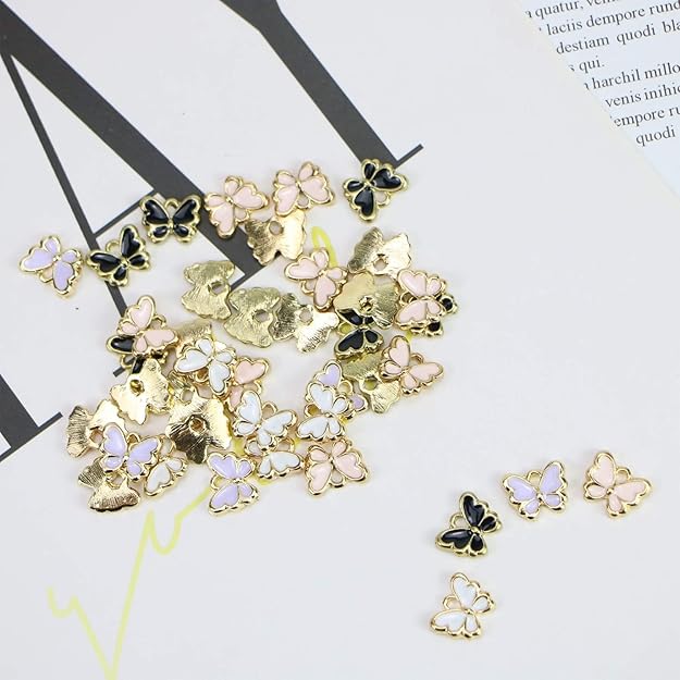 Maxxlite 40 Pcs Enamel Butterfly Charms Bracelet Pendant Charms for Jewelry Making