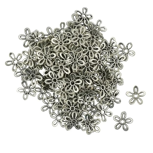 Maxxlite Silver Filigree Daisy Bead Cap Spacers Jewelry DIY Findings for Women -Set of 100 Pieces