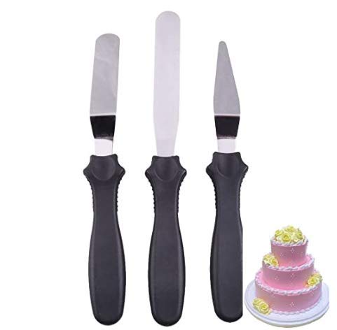 Maxxlite  Generic 3-in-1 Multi-Function Stainless Steel Cake Icing Spatula Knife Set 3-Pieces Multicolor