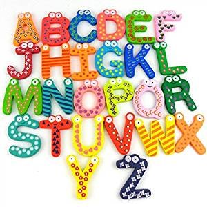 Maxxlite Colorful Wooden A-Z Alphabet Letters Fridge Magnets Magnetic Stickers (Set of 26)